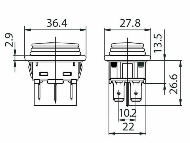 Vippekontakt - 2P ON-OFF-ON, 14A/250VAC (IP65)