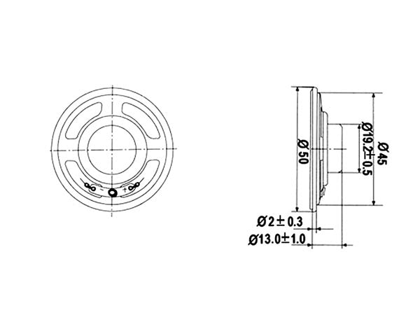 Minihøjttaler - 0,5W / 8ohm (Ø50x13mm)