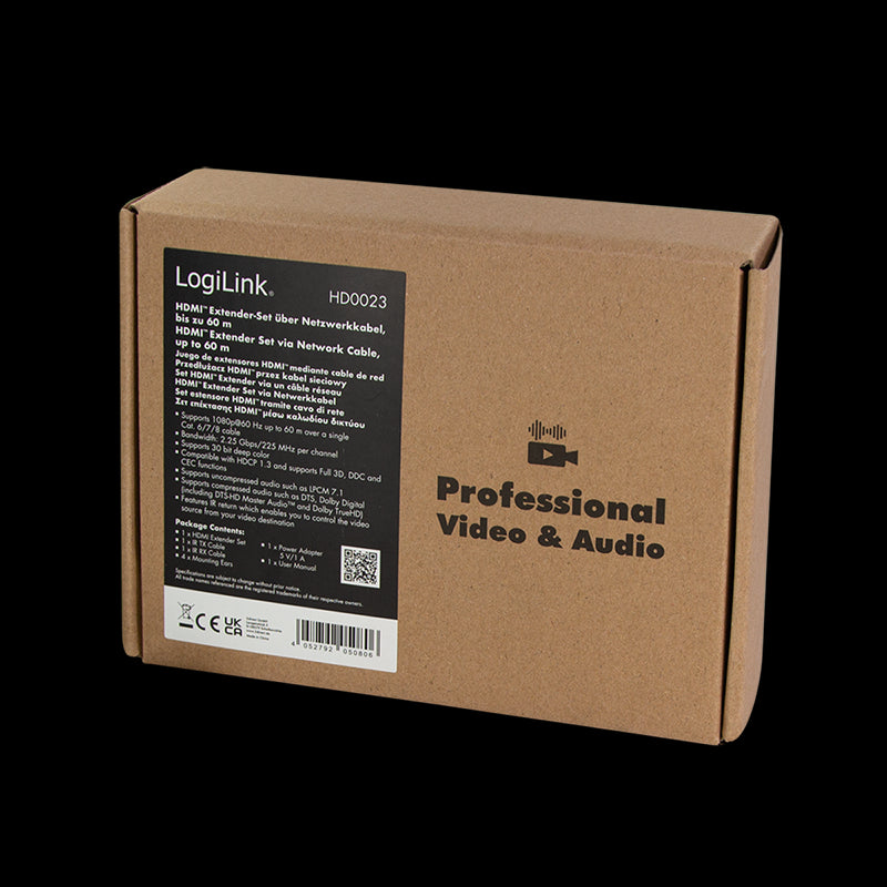 HDMI extender over LAN (60m) - 1080p/60Hz, POC, IR
