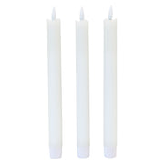 3-pak LED stearinlys med flammeeffekt, Ø2,2cm, Højde: 24,5cm, kronelys, fjernbetjening, timer, batteridrevet