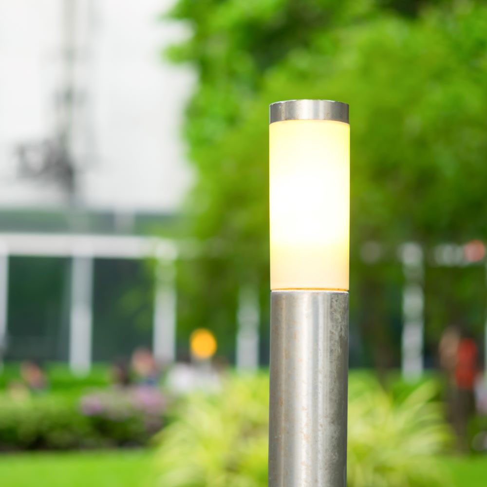 Udendørs pullertlampe i rustfrit stål (110 cm) med satin nikkel finish - IP44 beskyttet