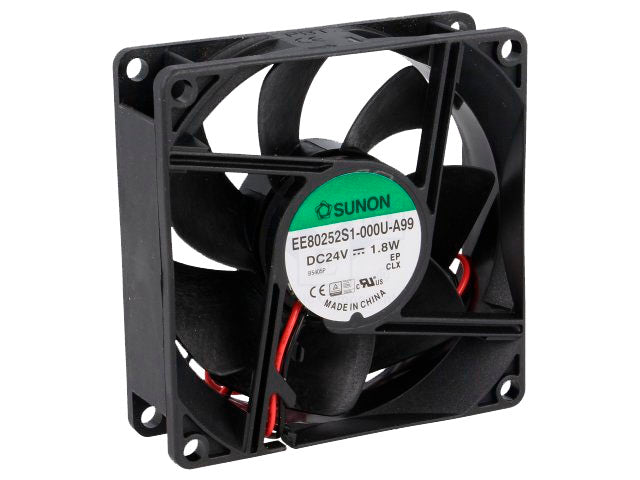DC blæser - 80x80x25mm 24Vdc / 1,8W m. glideleje, 2 ledn.