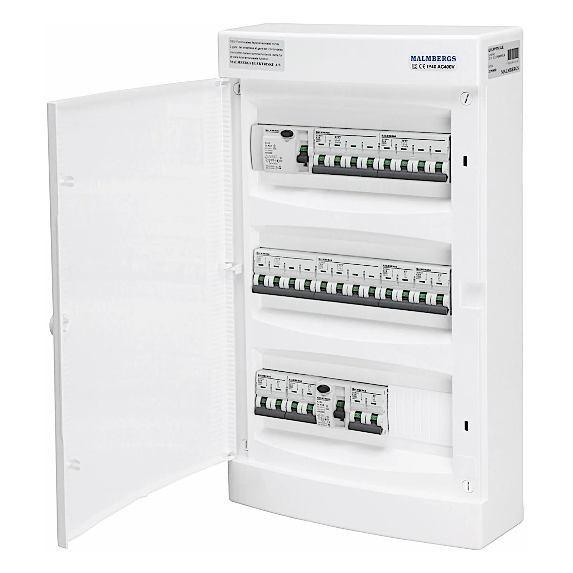 Færdigmonteret gruppetavle – 2x16A 3P+N + 2x10A 3P