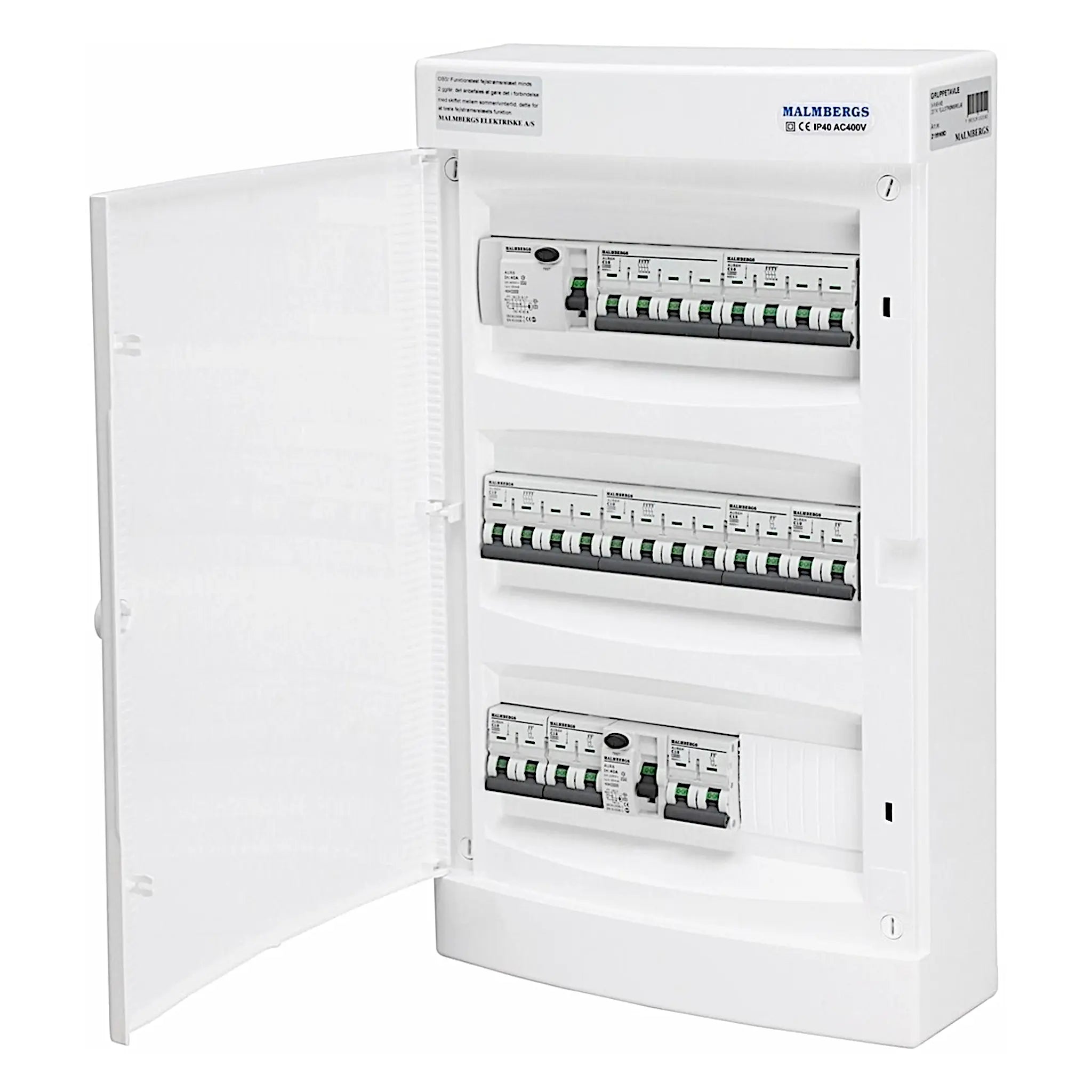 Færdigmonteret gruppetavle – 2x16A 3P+N + 2x10A 3P