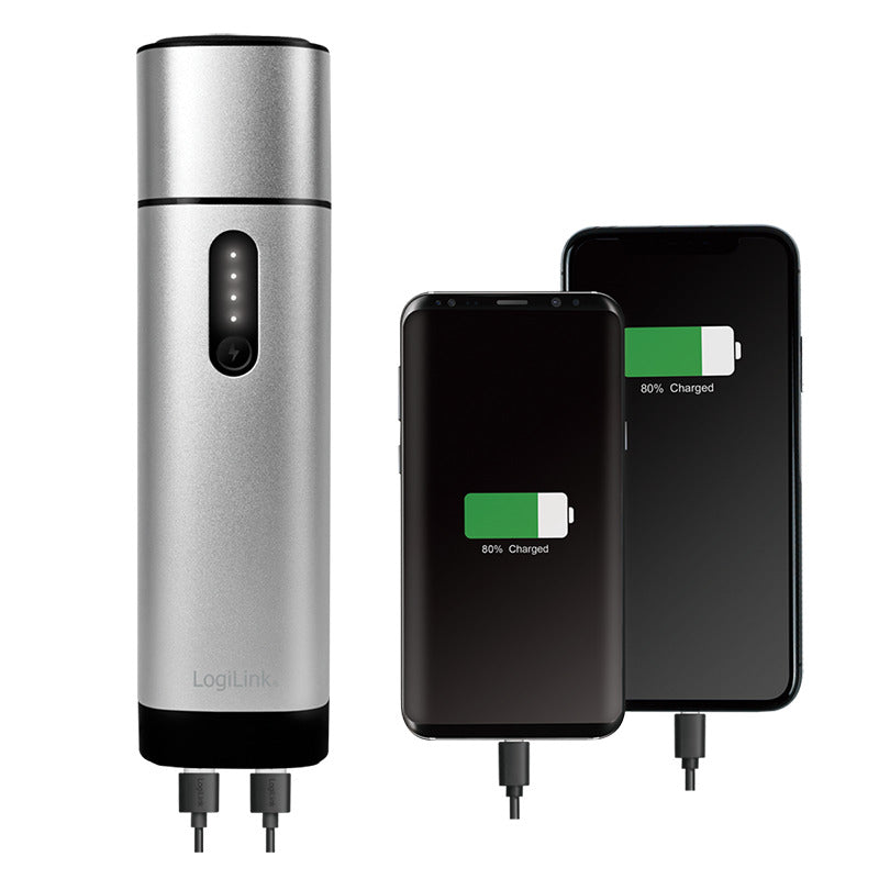 Jumpstarter med powerbank - 10.000mAh, 2xUSB-A, Grå