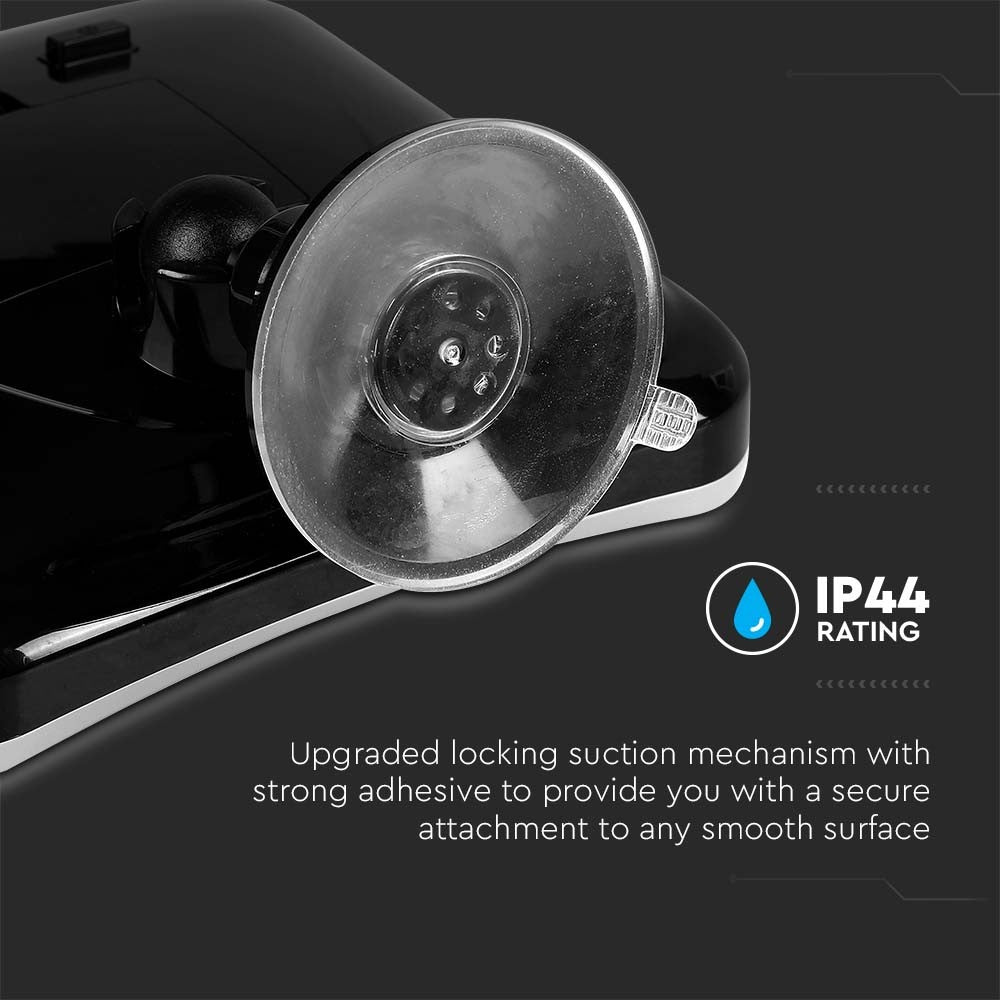 3,2W LED Spejllampe med Sort Hus og 3xAA Batteri - Perfekt til Badeværelset - 16,2x19,2cm