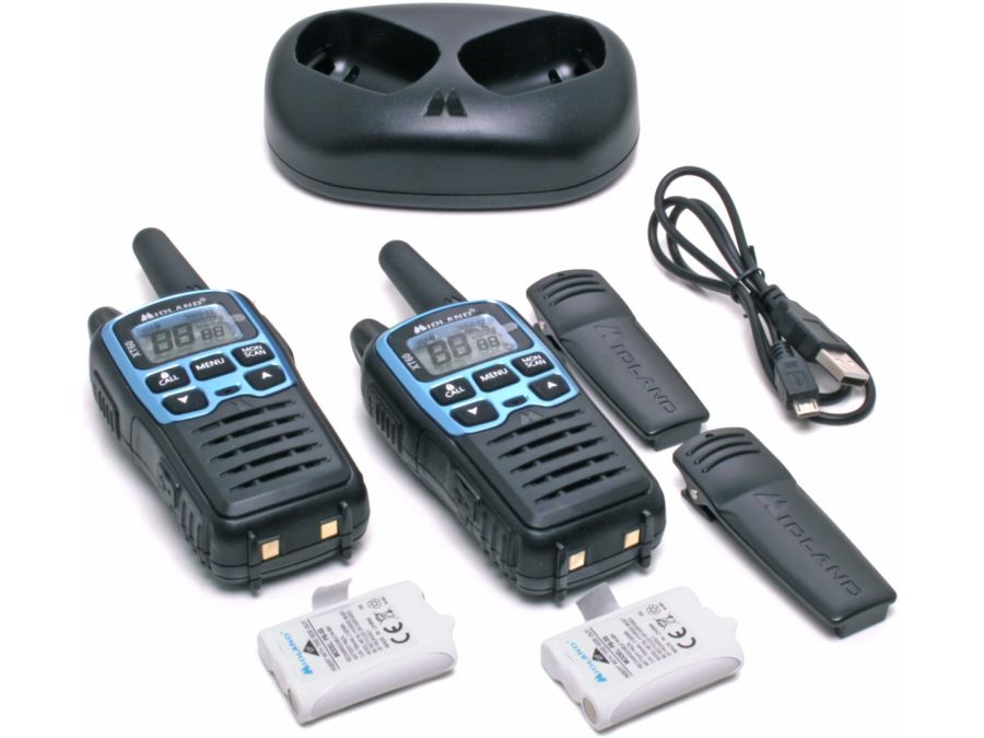 XT60 PMR446 radio m. Bordlader +Bat.+USB kab.+Clip (2 pak)
