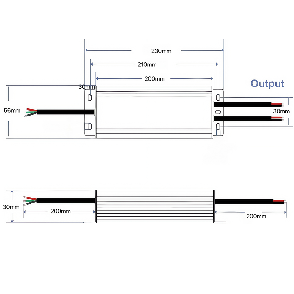 200W vandtæt dæmpbar strømforsyning - 24V DC, 8.33A, Triac, IP67