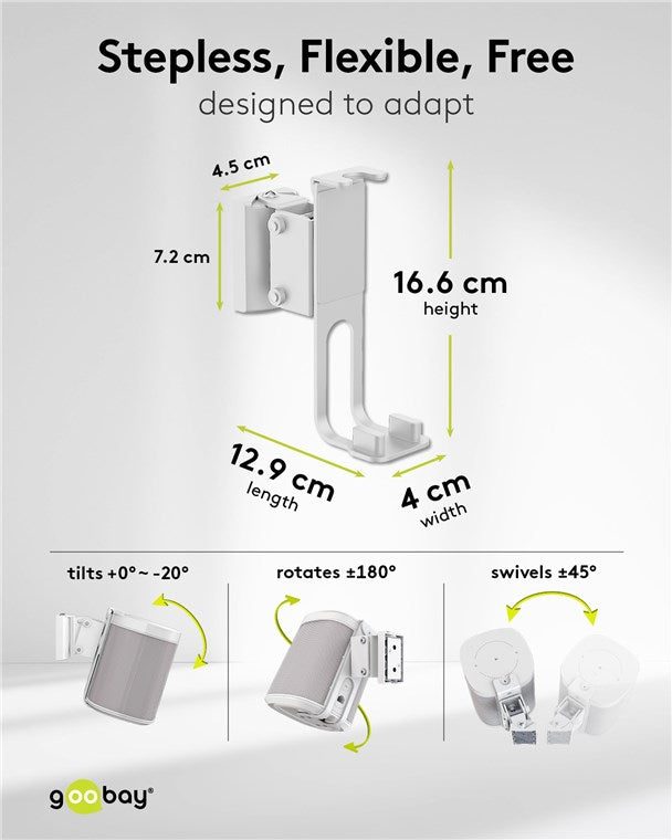 Vægbeslag til Sonos ONE / ONE SL / PLAY:1, Hvid (2 stk.)