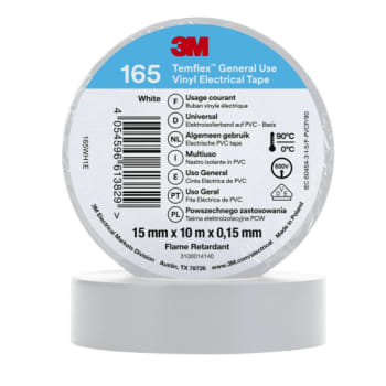 Temflex EL Vinyltape 165 15 mm x 10 m, hvid