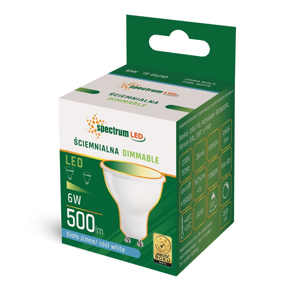 6W LED Pære GU10 6000K Dæmpbar