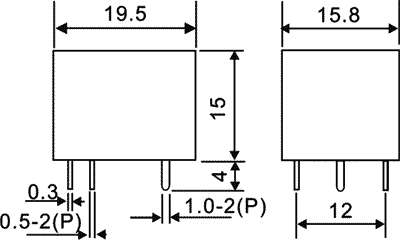 Miniature relæ - 5VDC / 15A, 1 x skifte (SPDT)