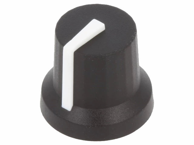 Drejeknap til 6mm D-aksel - Hvid streg, Ø16,8x14,5mm