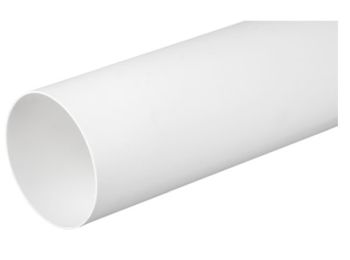 Rund ventilationsrør - Ø125mm, L1000mm, ABS plast, Hvid