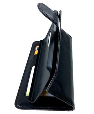 Læder flipcover m. kortholdere - Til iPhone 5/5S/SE, Sort