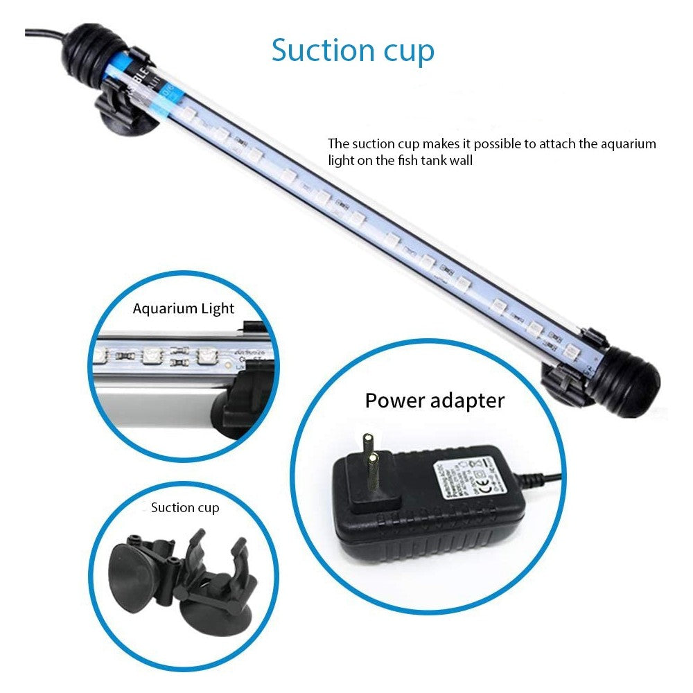 48 cm RGB akvarie armatur - 5W LED, sugekopmontering, IP67, memory funktion