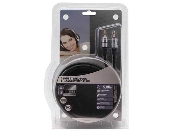 Audiokabel - 3,5mm stereo JACK han/han - Prof. (5m)