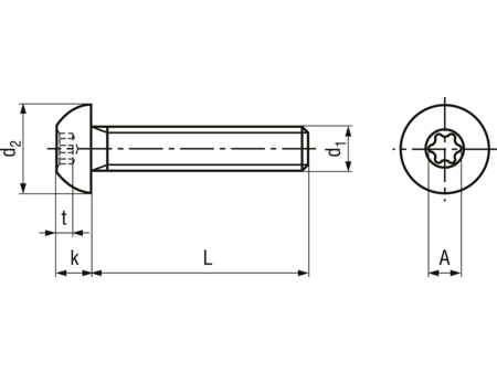 Maskinskrue, knaphoved - M3x20mm, TORX® T10 (25 stk.)