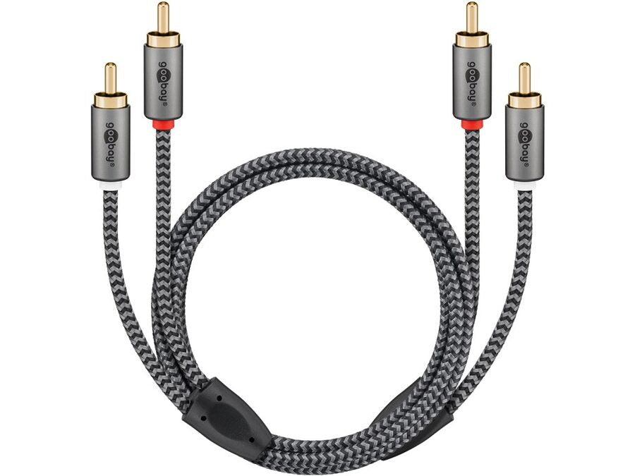 Stereo RCA(Phono) kabel, tekstilkappe (1m)