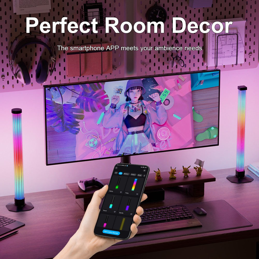 2 stk. RGBIC Ambient Light Bar - 33cm, Bluetooth, Effekt: 5W, Input: 5V USB