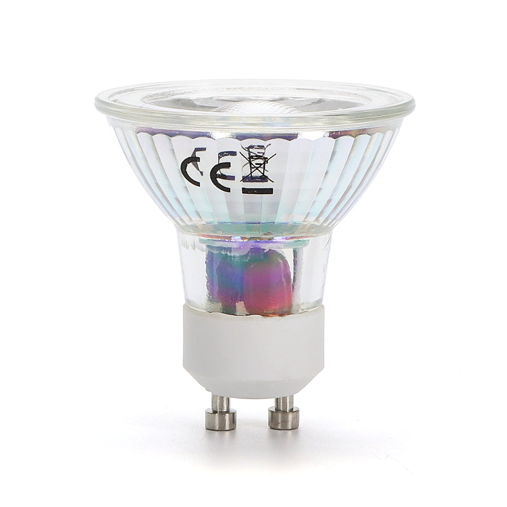LED A5 GU10 COB 3W 3000K Glas - Energibesparende LED pære med 3 års garanti, erstatter 38W, 250lm, RA80