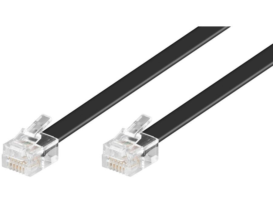 Telefonledning - 2 x RJ12(6P6C) han, Sort (6m)