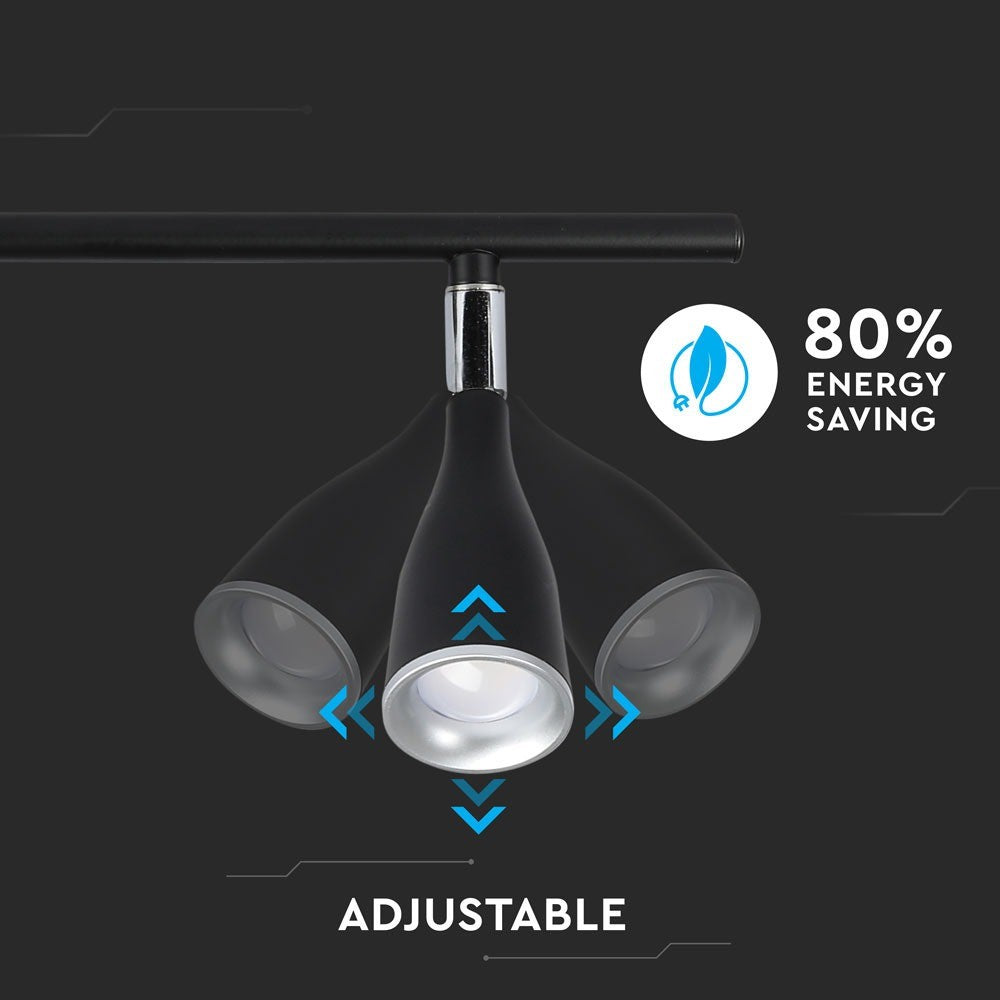 9W LED Væglampe med 2 Hoveder, 3000K, Sort - V-Tac Pro Serie (3 års garanti)