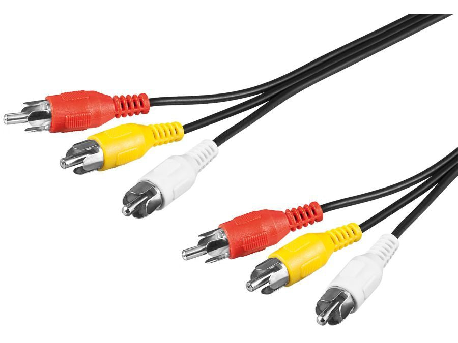 A/V kabel - 3 x RCA han > 3 x RCA han (2m)