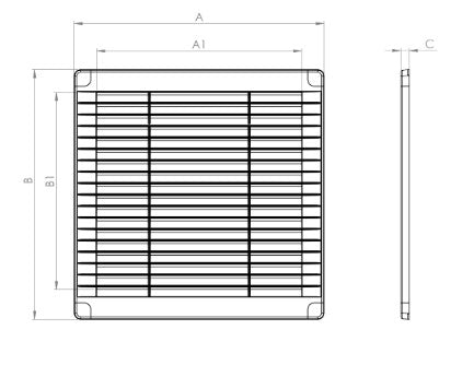 Ventilationsrist til skruemontage - 250x250x7mm, Grå