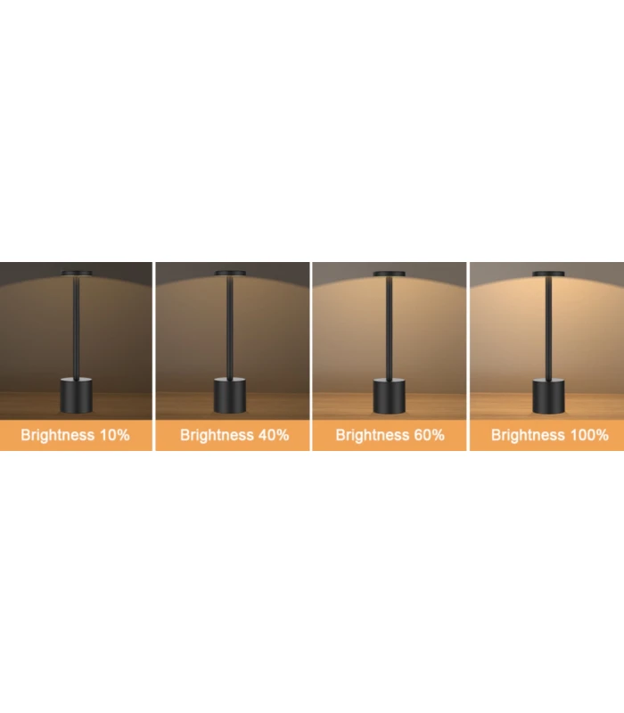 Opladelig LED bordlampe, Sort, touch dæmpbar