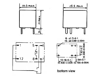 Miniature relæ - 6VDC / 3A, 1 x skifte (DIP12)