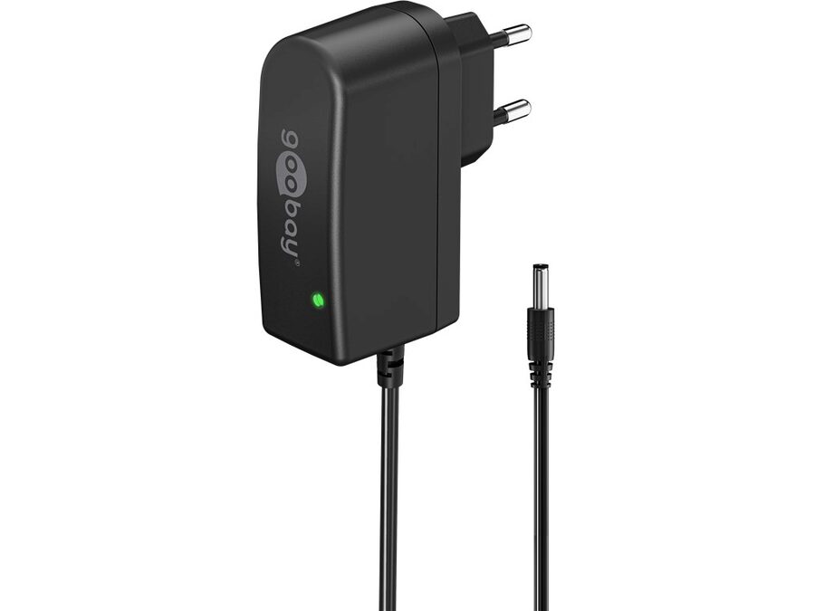 Netadapter - 12Vdc 12W (1A), Sort (5,5x2,1mm)