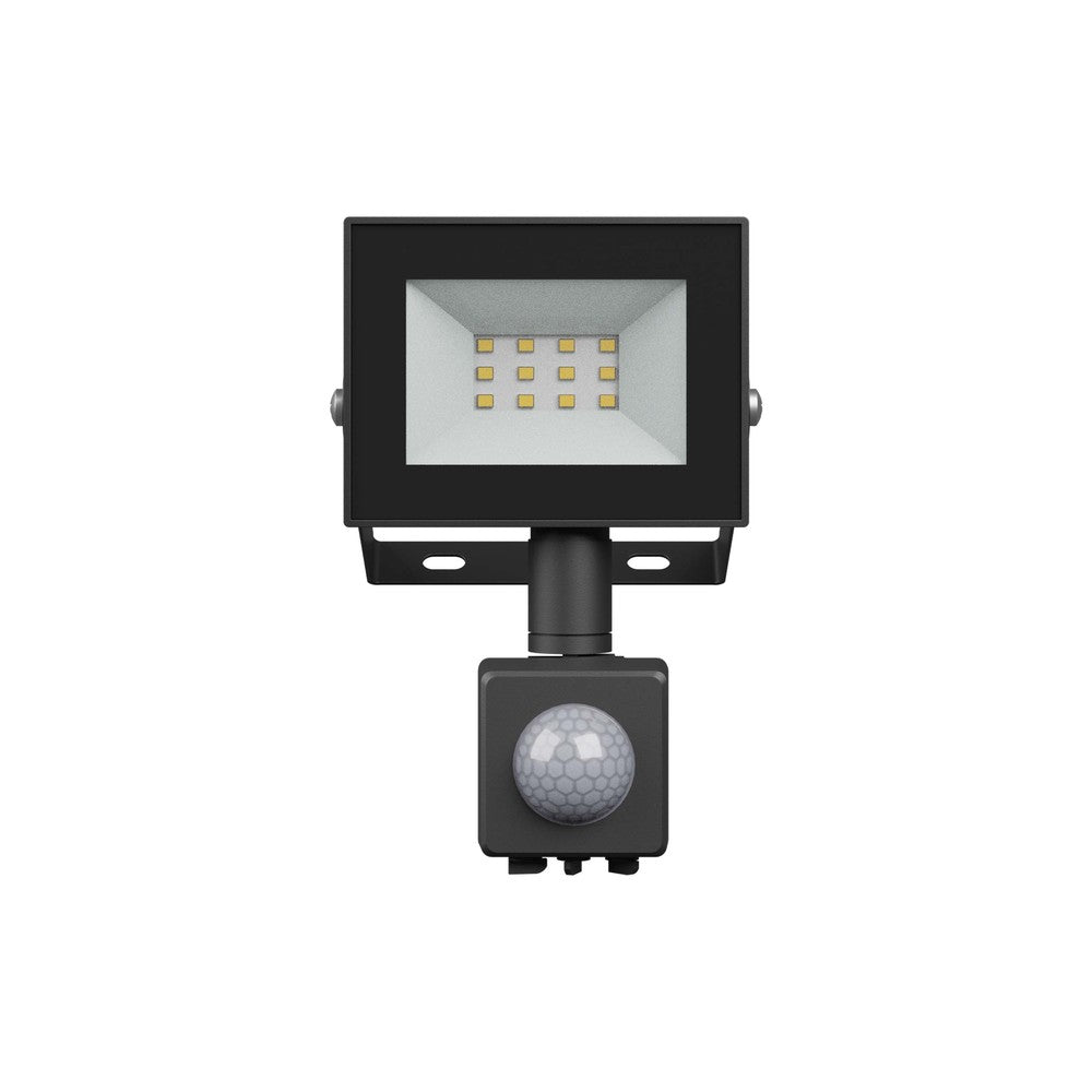 Noctis Lux lyskaster 10W Varm hvid IP44 sort med PIR sensor - 230V, 750lm, 94x150x53mm