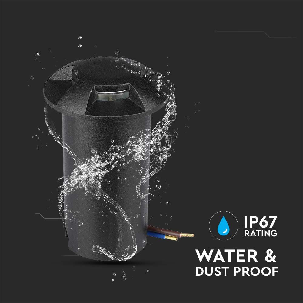 1W LED Nedgravningsspot - Lys 3000K, Sort - Effekt 1W, 50lm, RA80, IP67