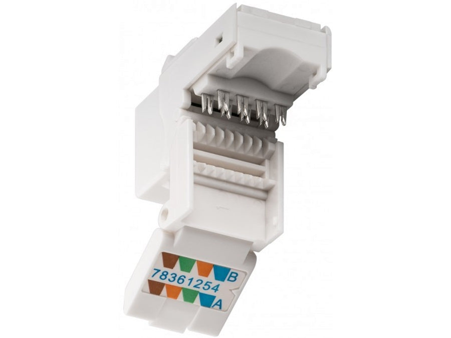 Keystone RJ45 fatning - CAT6 250MHz uskærmet, Hvid, Toolless