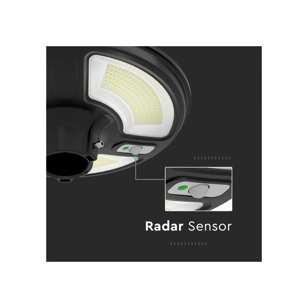 V-Tac 7.5W Solcelle Havelampe LED - Sort, Ø42 cm, med solcelle, sensor og IP65