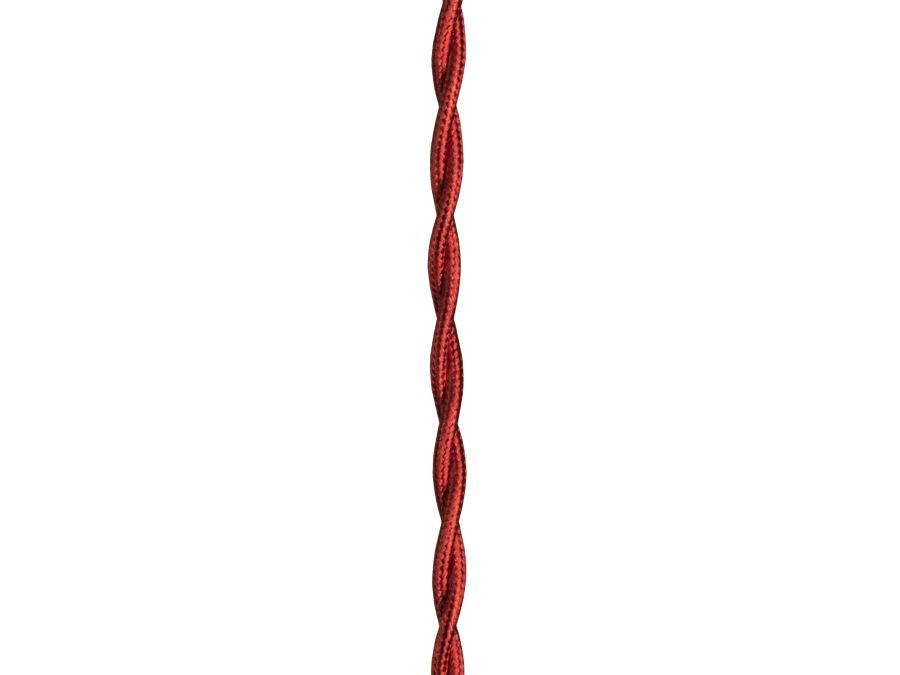 Stofledning - 2 x 0,75mm², Snoet, Metallisk RØD (3m)