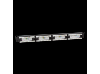 19" Patch panel - 1U, 24 x RJ45 CAT6 uskærmet (LSA), Sort