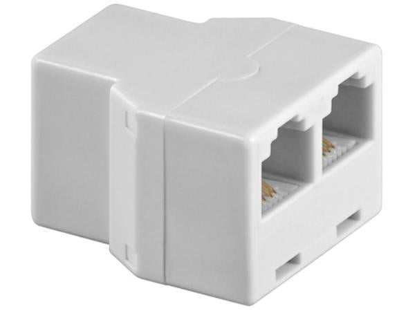 Telefonsplitter - RJ11 (6P4C) hun til 2 x RJ11 hun, Hvid