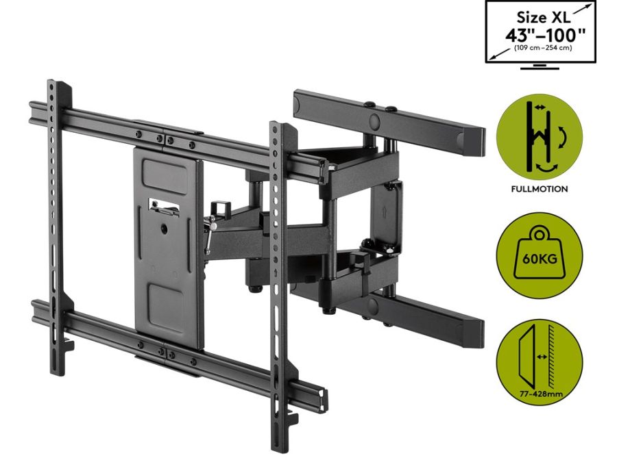TV vægbeslag - 43-100" -15°/+3° vipbar, Vægafstand 77-428mm