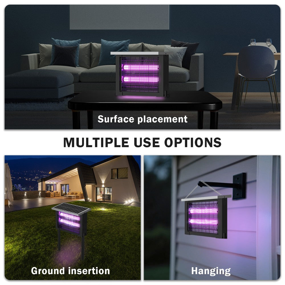 Solcelle insektlampe - Sort, IP65, 20W, dækker op til 120m2, Effekt: 1,3W - Til udendørs brug.