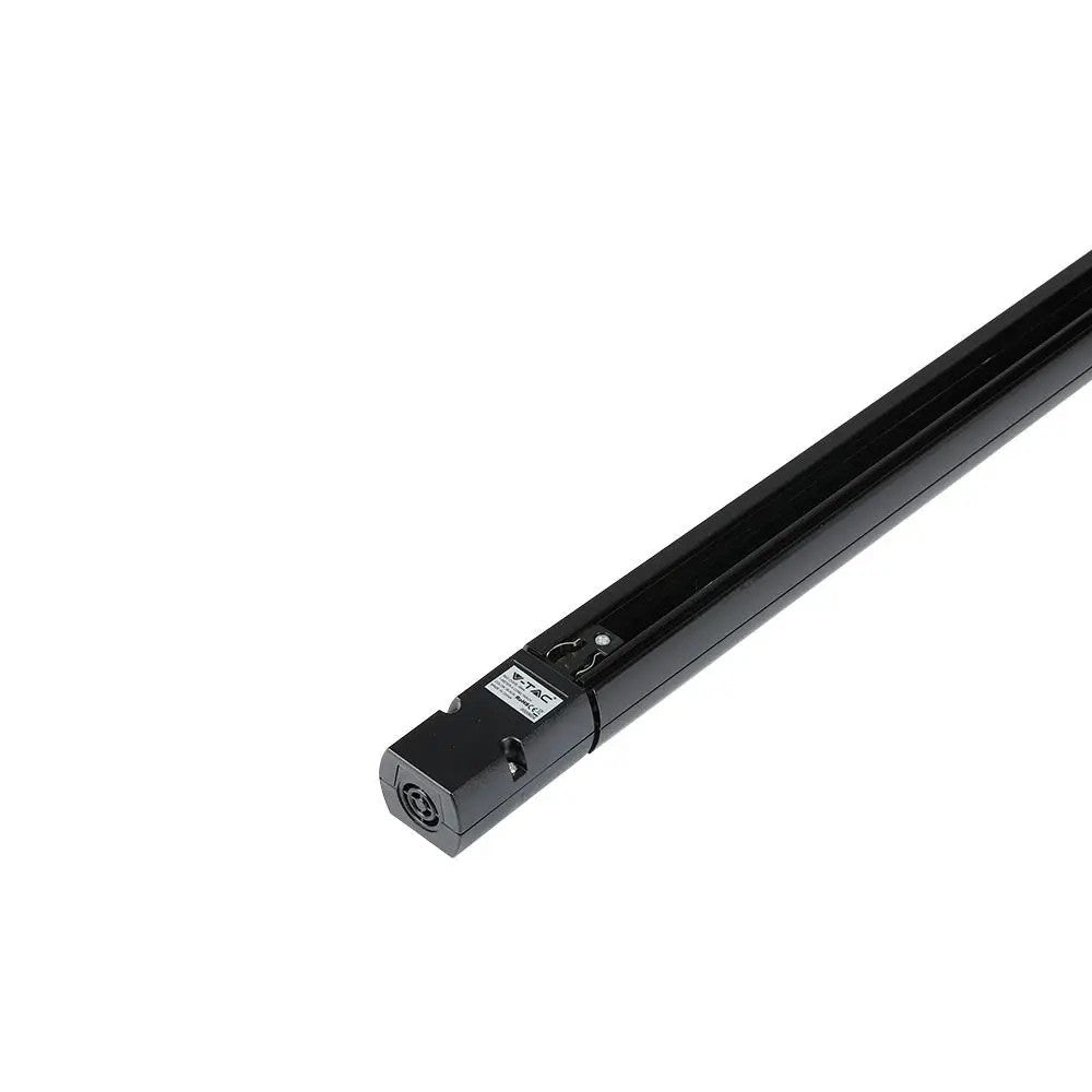 V-Tac 2 meter skinneskinne til skinnespots - Sort, 3-faset, inklusive tilslutning og endeprop, 230V
