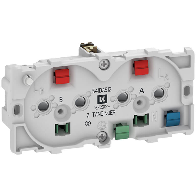 Fuga dob. stikk. 2 tændinger 2-pol m/jord og LED