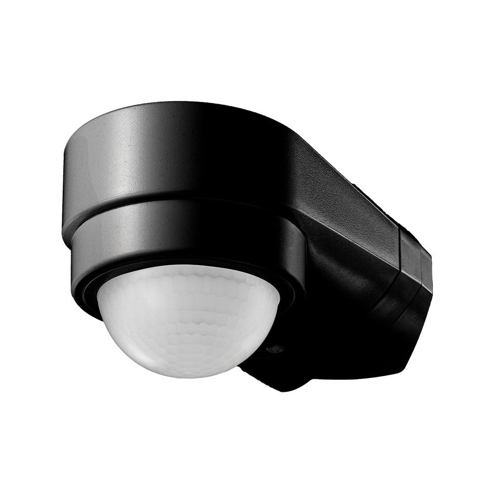 Justerbar hjørne infrarød bevægelsessensor med sort hus og IP65 beskyttelse (maks. 600W LED)