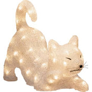 Konstsmide Liggende Kat i akryl, 48 varmhvide LED, højde 35 cm.