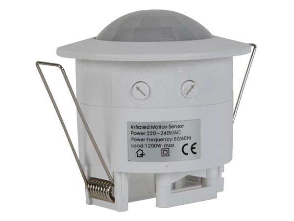 PIR bevægelsessensor - 230Vac / 1200W, 360° til indbygn.