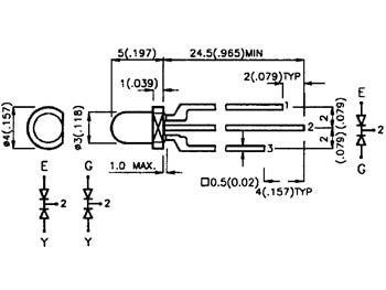 3mm LED - RØD/GRØN hvid dif. (10-30mcd 60°)