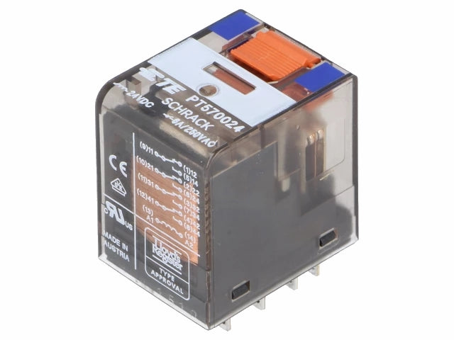 Heavy duty relæ - 24VDC / 6A, 4 x skifte (4PDT)