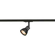 Spot PURIA TRACK 1F, GU10, sort med mat-sort glas