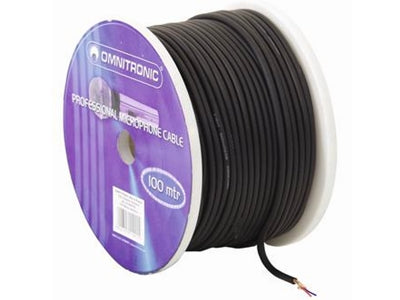 Mikrofonledning - 2 x 0,22mm² CU, Ø5,5mm Sort (metervare)